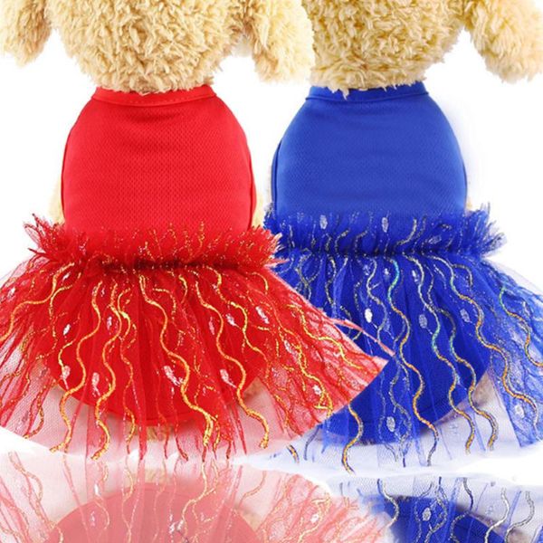 dog apparel xs-xl pet vest skirt mesh breathable clothing for puppy cat red/blue dress